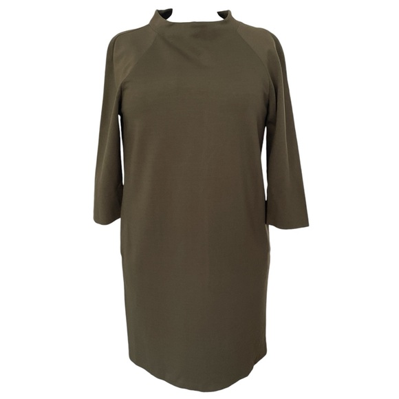 Preston & York Dresses & Skirts - Preston & York army green stretch 3/4 sleeve Sheath dress lined high neck Sz: 6